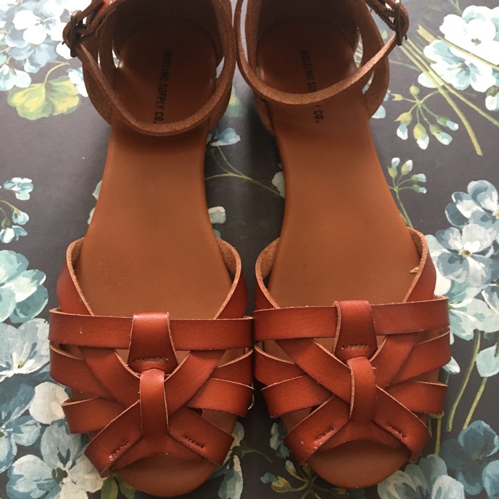 Red Brown Vegan Ankle Strap Sandals
